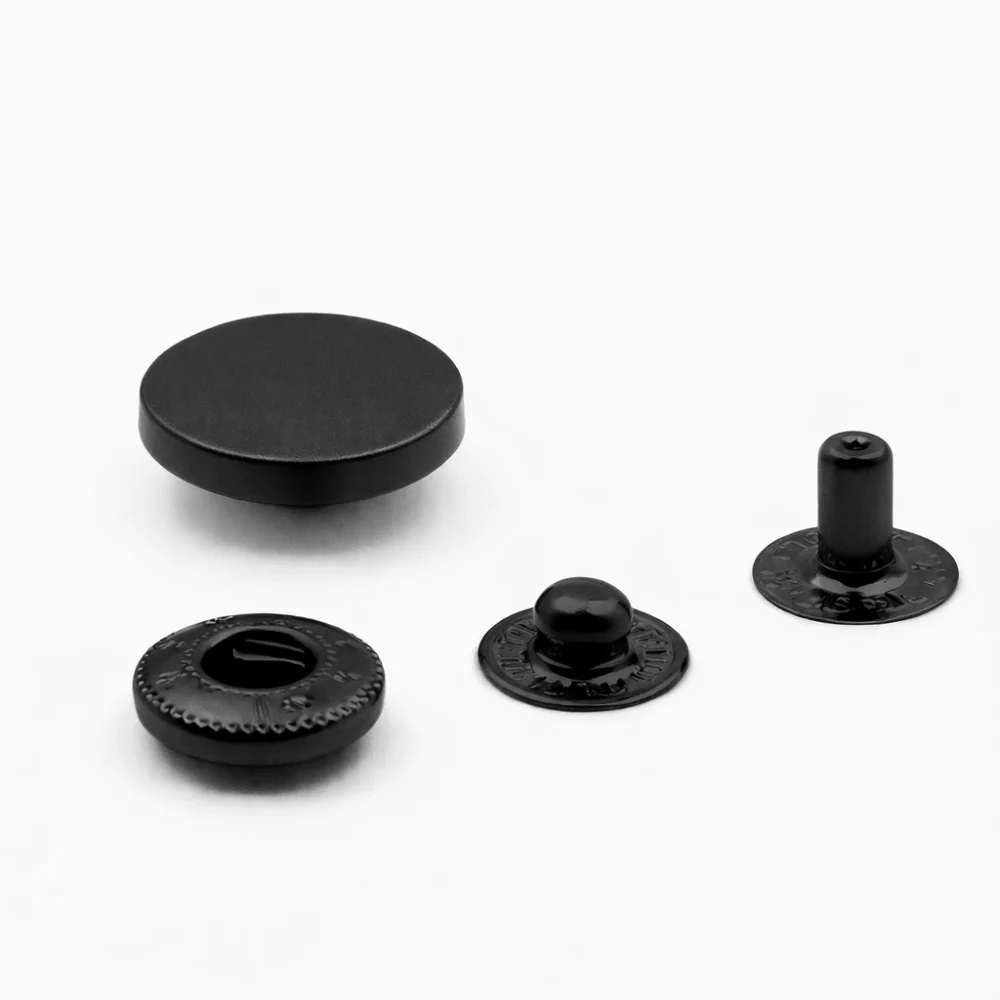 Кнопка гладка таблетка (нержавіюча сталь) 15 мм Чорний